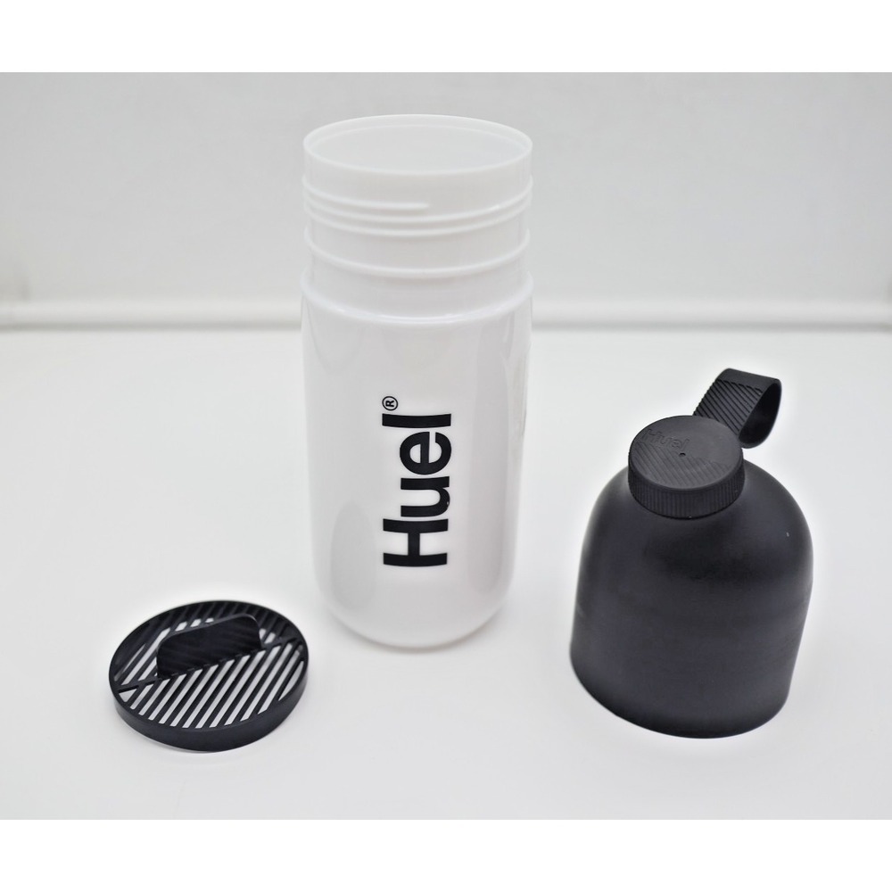 Huel Shaker Bottle | 500ml 17 oz White Black Minimalist Design BPA Free Blender